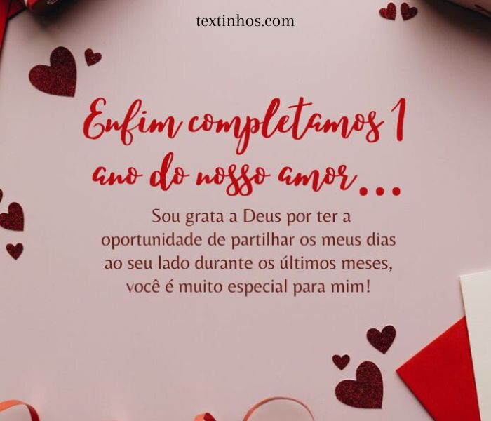mensagem 1 ano namoro para namorada