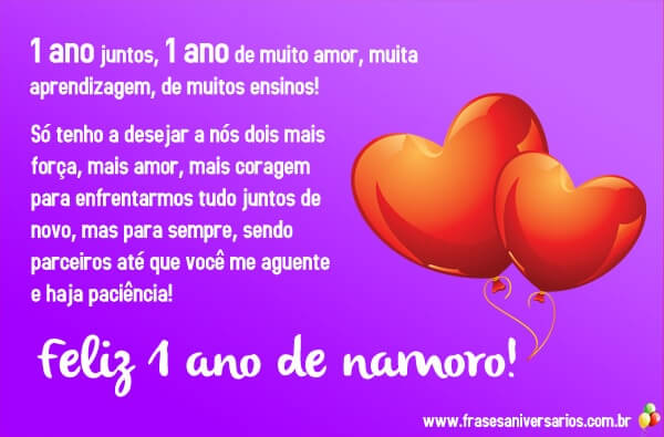 como escrever mensagem 1 ano namoro