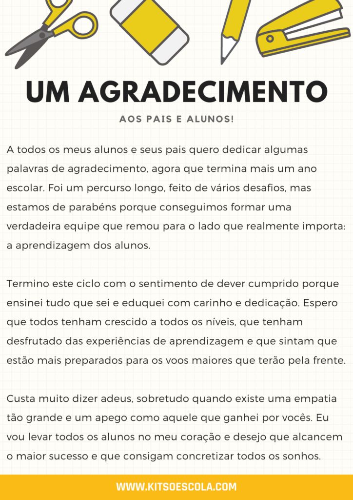frases de agradecimento para alunos