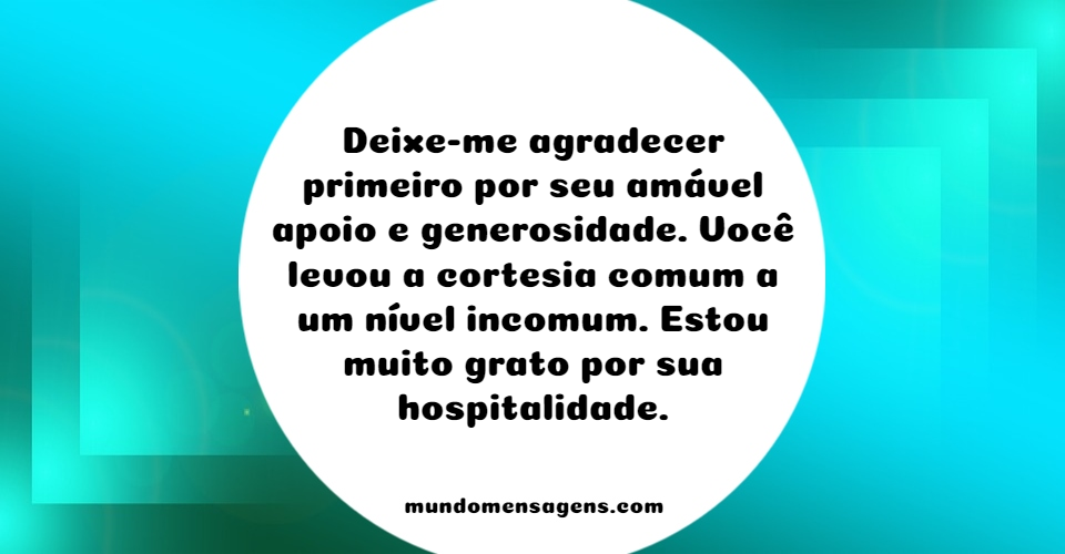 agradecimento por recepção calorosa