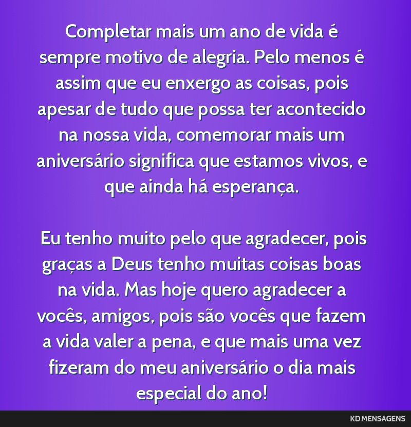 agradecimento aniversário deus