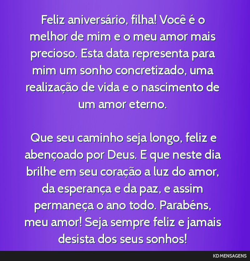 mensagem curta de aniversário para filha