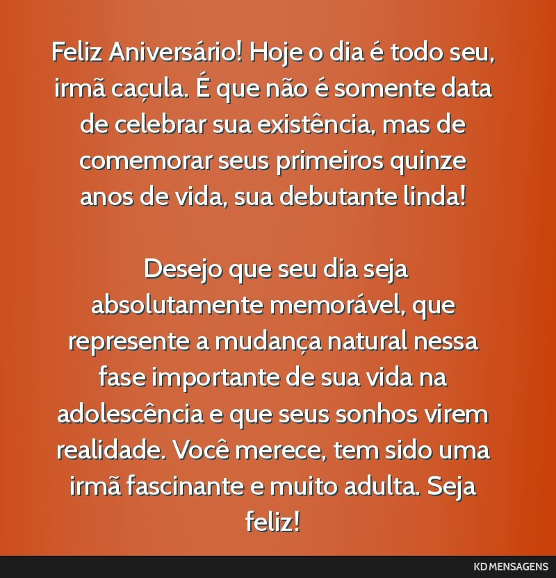 homenagem para irmã caçula