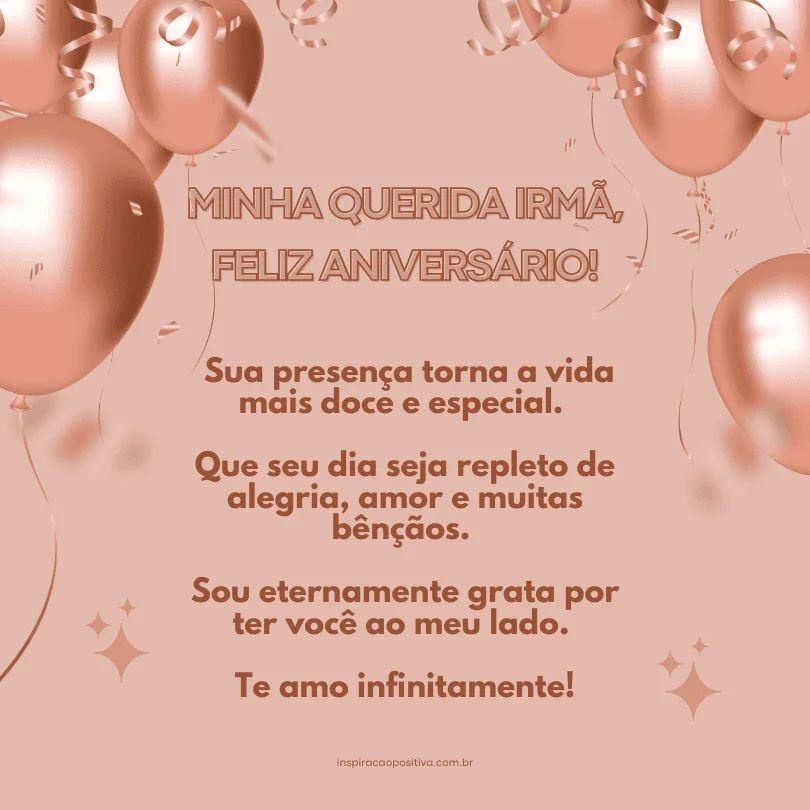 mensagem de aniversário para irmã mais nova com música