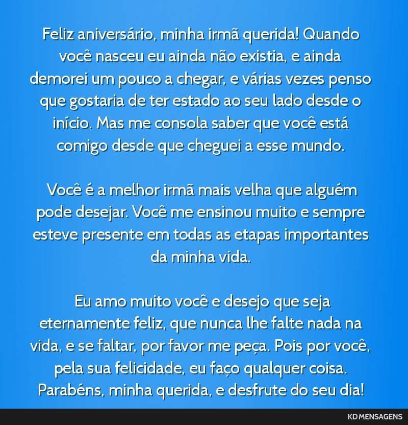 como desejar feliz aniversário para irmã mais nova