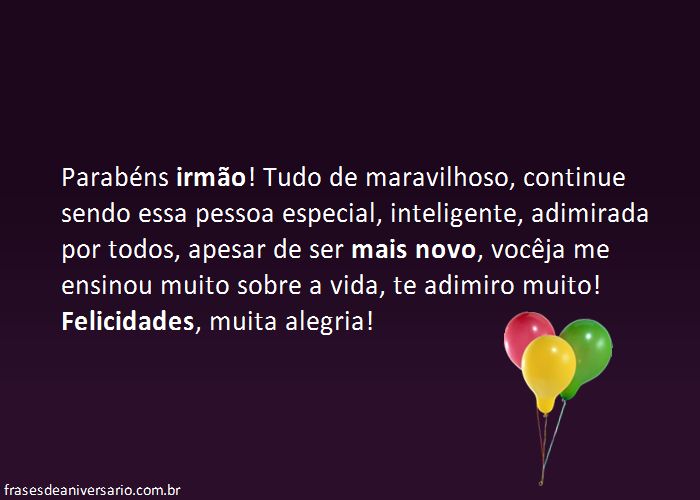 cartão de aniversário irmão mais novo