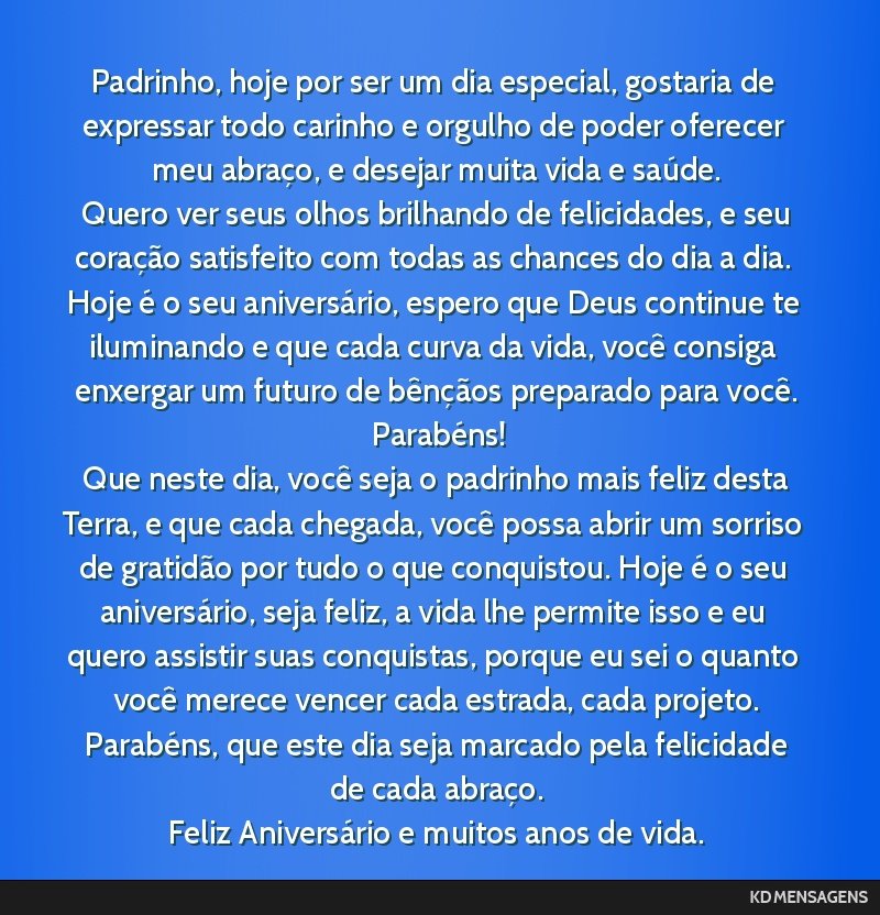 mensagem aniversário padrinho curta