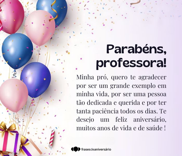 cartão de aniversário para professora virtual
