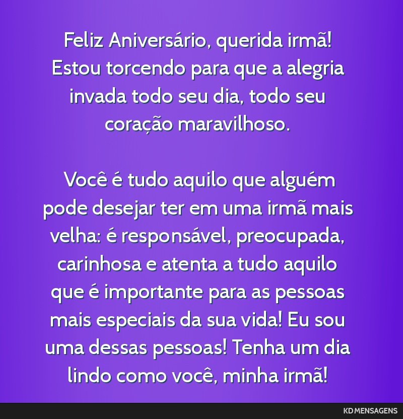 frases de aniversário para irmã