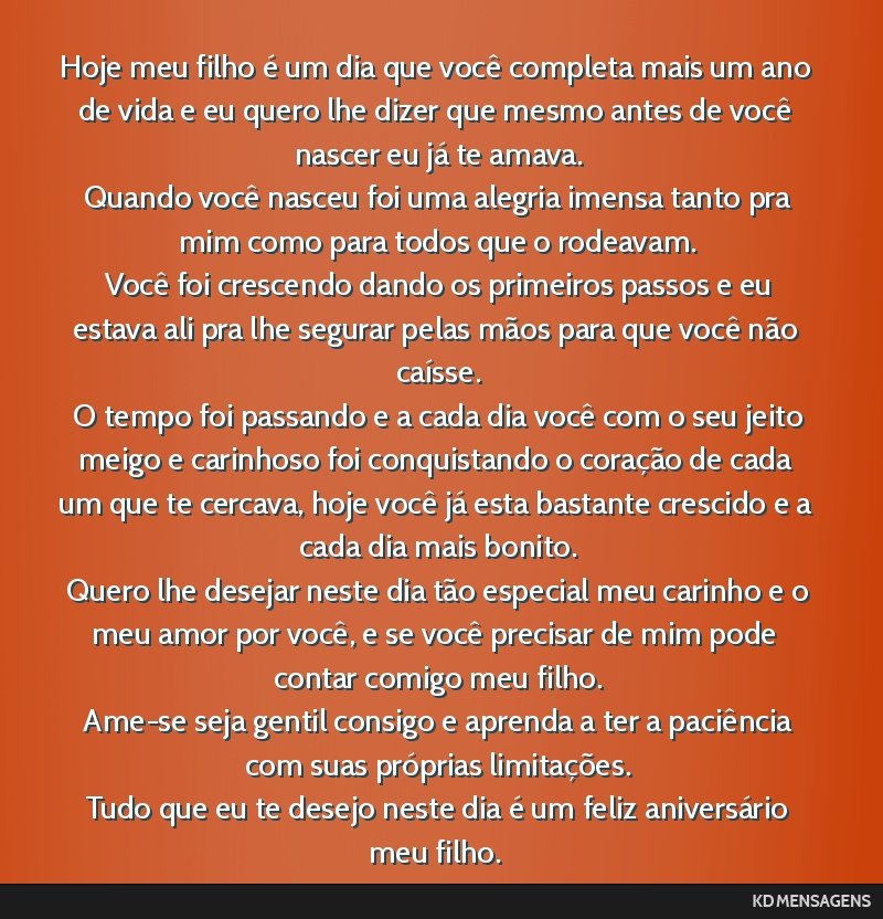 mensagem de aniversário para filho adulto