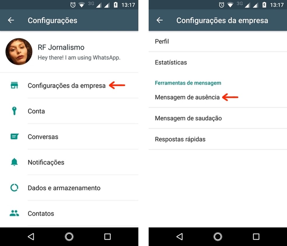 resposta automática whatsapp