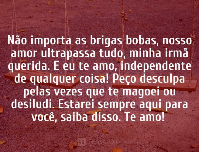 homenagem para irmã