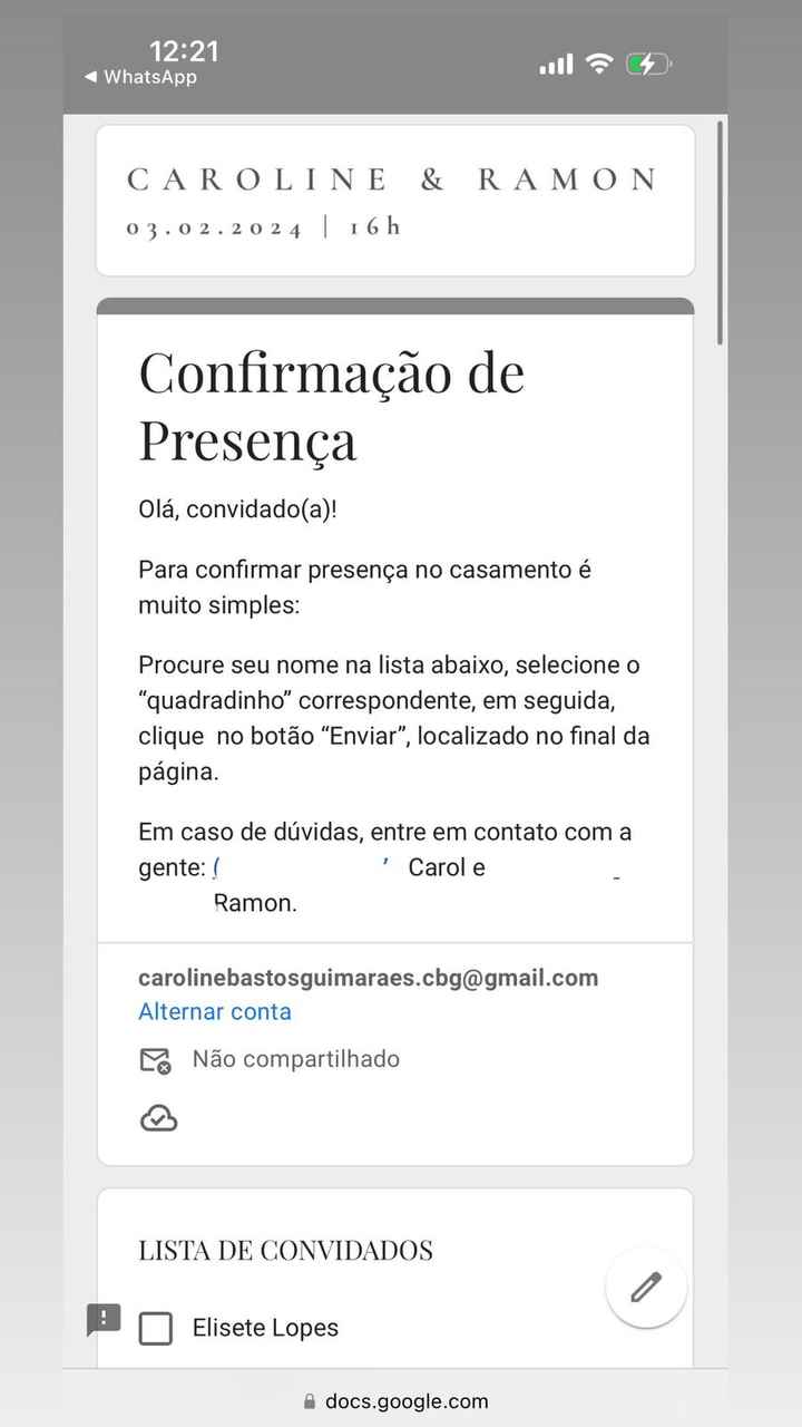 mensagem para confirmar convidado