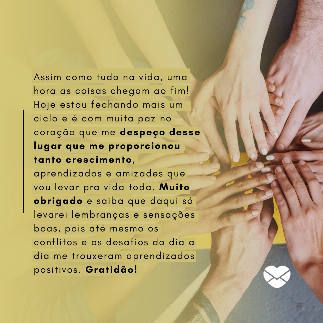 mensagem de saída profissional agradecendo