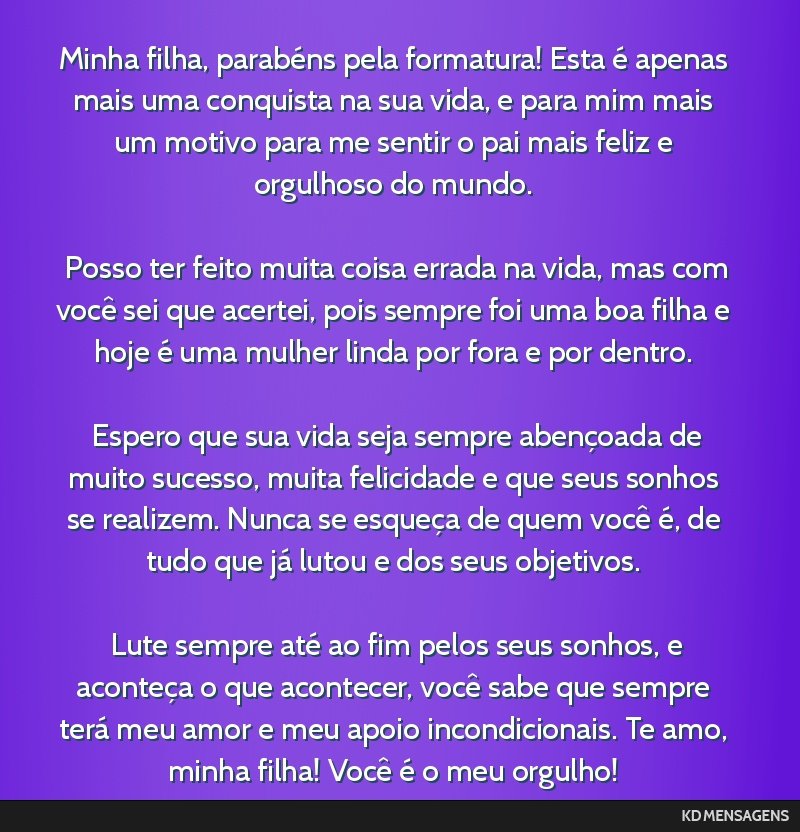 homenagem formatura filha