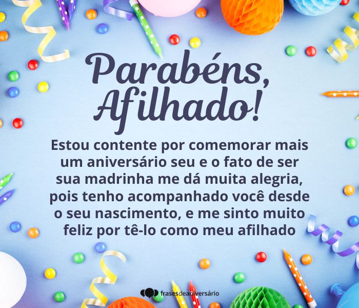 cartão de madrinha para afilhado