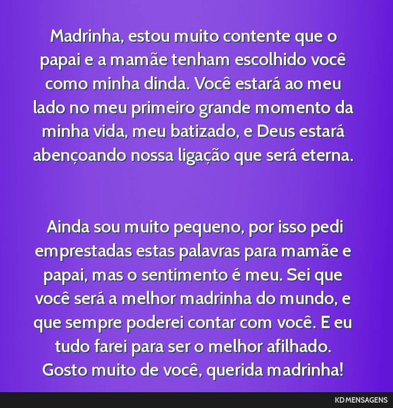texto de madrinha para afilhado emocionado