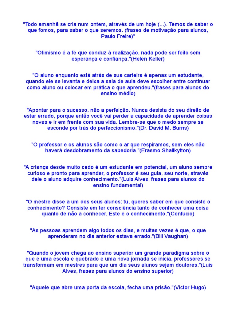 frases para alunos em época de prova