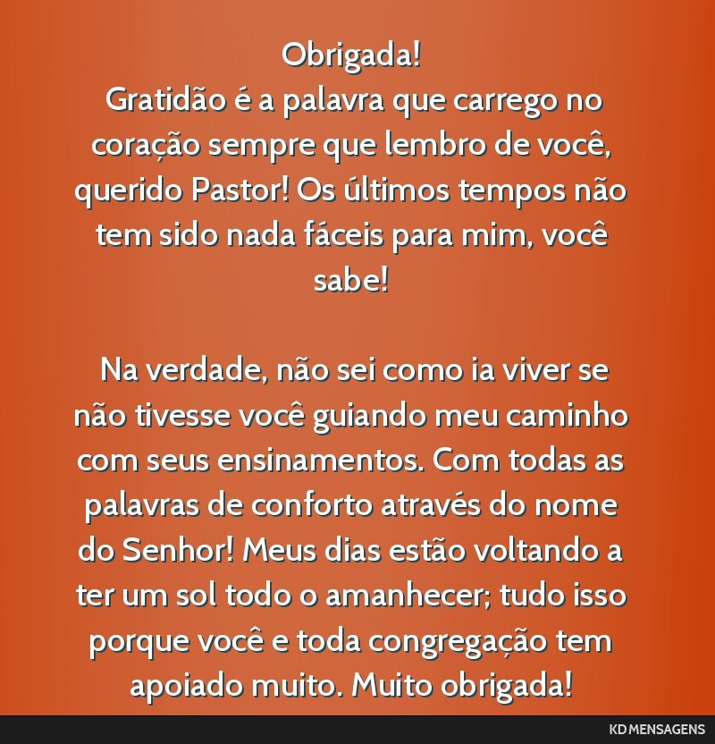 como agradecer a pastora
