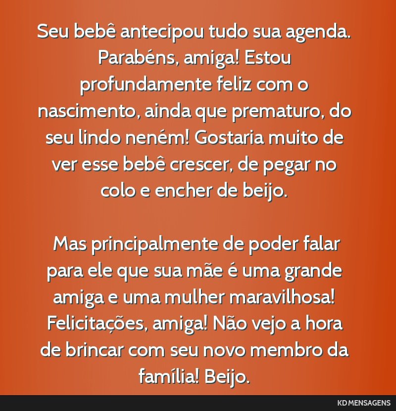 mensagem curta para bebê