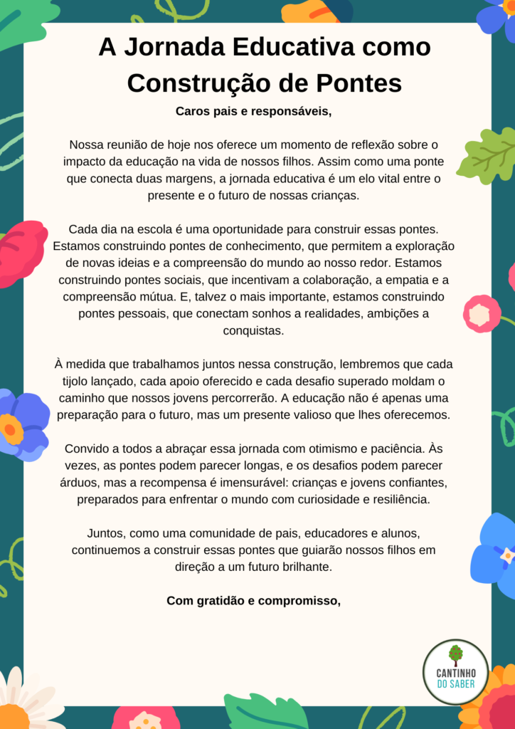 texto para reunião de pais e mestres