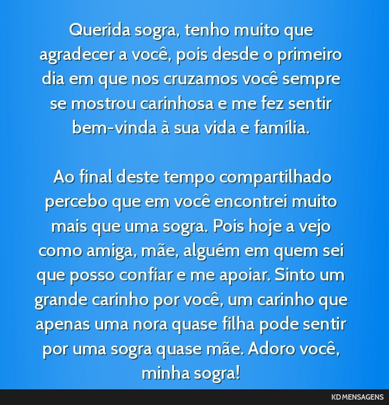 mensagem carinhosa sogra