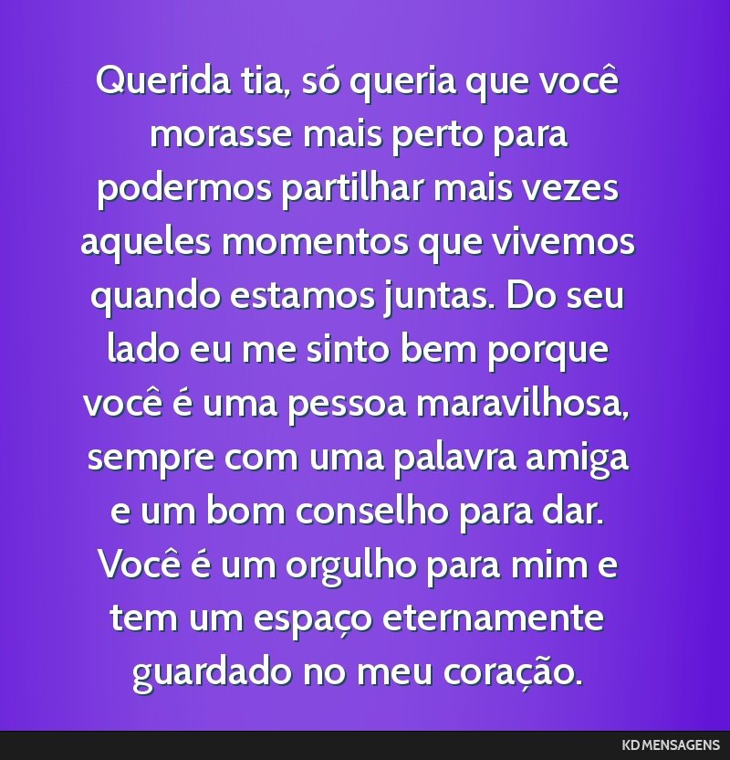 mensagem para tia querida